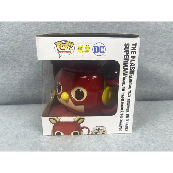 Funko Pop! DC Super Heroes The Flash Reindeer Mug and Santa Superman Enamel Pin‎ - Picture 3 of 4